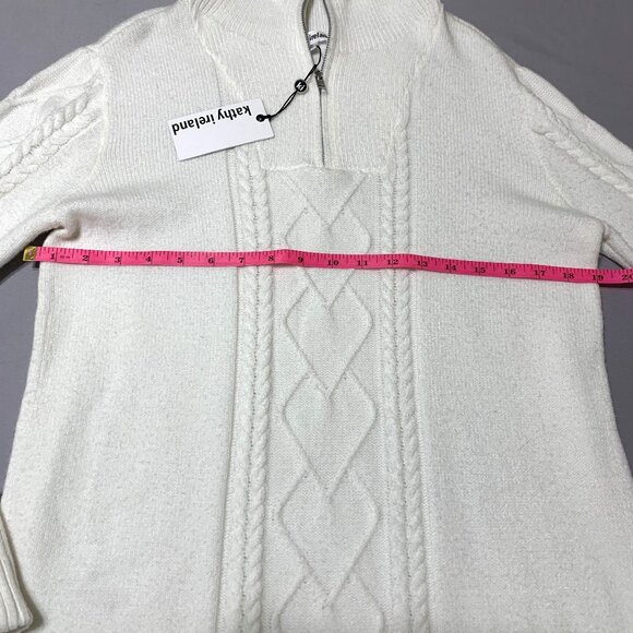 NWT Kathy Ireland Size M Women Cream Cable-Knit Sweater Dress Long Sleeves - Picture 7 of 11